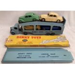 Dinky: An unboxed Dinky Toys, Pullmore Car Transporter with Bedford Cab, four cars, Riley, Vanguard,