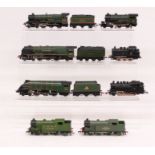 OO Gauge: A collection of eight unboxed OO Gauge locomotives, some with appropriate tenders to
