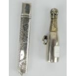 Novelty Mordan & Co G H Mumm champagne bottle propelling pencil & a silver chatelaine pencil