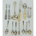 William IV silver sauce ladle hallmarked 1835 and a mix of mainly silver antique flatware