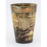Oxbridge boat race, Magdalen College interest. A horn and white metal embellished drinking cup,