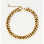 A 9ct gold curb chain bracelet without clasp. 18.5cm on length approximately. with fine security