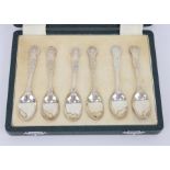 Set of six silver Queen's pattern coffee spoons, hallmarked Sheffield 1977, Henry Hutton & Co