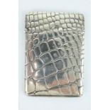 Silver card case with embossed mock crocodile skin decoration. Fully hallmarked Birmingham 1900,