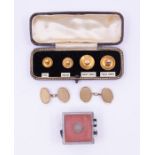 A collection of gentlemen's 9ct gold  and 9ct stamped dress accessories. Comprising a 9ct gold