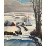 Rowland Hilder (British, 1905-1993). A Snowy Landscape, signed l.l., ink & watercolour, 41cm by 31.
