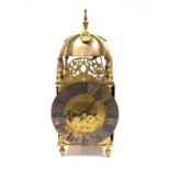 Victorian or later reproduction English lantern clock with inscription on the dial "Nicolas