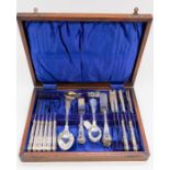 A cased EPNS cutlery set, marked King's Royal Plate, consisting of spoons, forks, knives, tea