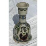 A  19th cent Persian pottery huqqa base with portrait medalion Good condition no damages