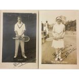 Tennis interest: Two signed postcards of English tennis players to include; Wilfred Henry "Bunny"