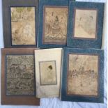A collection 18th 19th cent  Indian drawings probably 18th cent (6) Further images added