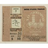 A Scarce 1949 Olympic Ticket stub and original programe