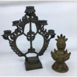 Two Indian lamps to include an Indian bronze lamp.(2)