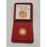 An Elizabeth II 1980 proof half sovereign gold coin, in capsule and Royal Mint case of issue.