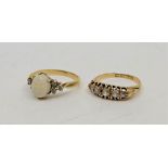 A Victorian 18ct. gold five stone diamond ring, assayed Birmingham 1900, set five graduated old-