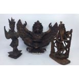 Collection of Indian carved wood figures. (3)
