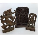 A collection of four Indian carved wood figures. H: 22cm (tallest) (some a/f)
