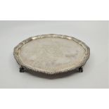 A Victorian silver circular salver, by Thomas Bradbury & Sons, London 1878, having gadrooned border,