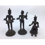 Collection of three Indian bronze figures of musicians (3) H: 12cm (tallest)