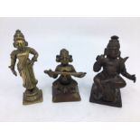 Collection of three Indian bronze figures (3) H:10.2cm (tallest0