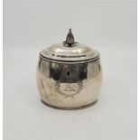 A George III silver neo-classical tea caddy, by Crispin Fuller, London 1795, of oval form, with
