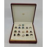 Seventeen various silver and white metal rings set semi-precious gem stones, to include: Amethyst,