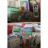 A large suitcase full of vintage football , cricket, boxing Athletic interest to include a scarce