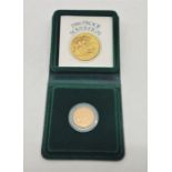 An Elizabeth II 1980 proof sovereign gold coin, in capsule and Royal Mint case of issue.