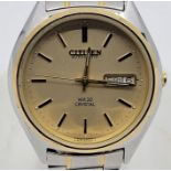 A Citizen WR 30 Crystal bi-colour gentleman's day-date automatic bracelet watch, having signed
