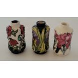 3 boxed miniature Moorcroft vases , to include a "Month November 2020 Chrysanthumums , Month of year