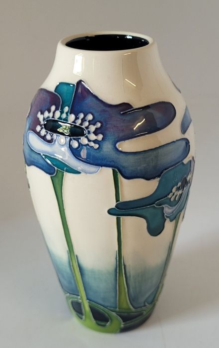 Moorcroft "Blue Heaven" small vase decporated in the art nouveau style 13.5cm high Condition ,