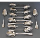A set of five George III silver teaspoons, London 1811 another set of five Victorian silver