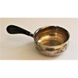 A Danish silver brandy saucepan, Copenhagen, with turned ebonized handle, 8cm diam