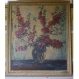 20th century German school Still life with flowers in a glass vase, signed indistinctly and "