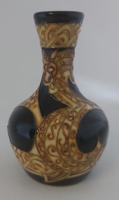 A small boxed trial Land horse Moorcroft vase  C2010. it is decorated in an abstract way with