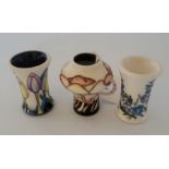 3 boxed miniature Moorcroft vases , to include Months September 2021 field fungi , July 2020
