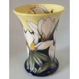 Trial Moorcroft "Mississippi magnolia" vase decorated with magnolias on a blue and yellow ground ,