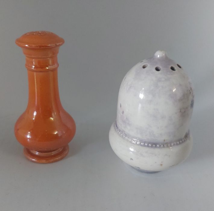 A collection of early Moorcroft, to include a C1914 orange lustre pepper pot, an acorn pepper pot, - Image 7 of 8