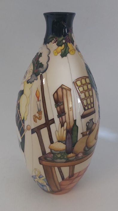 A large boxed Trial Moorcroft vase, titled  " Scrooge "  it is decorated with scenes from Dickens - Image 4 of 6