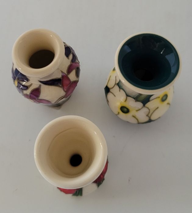 3 boxed miniature Moorcroft vases , to include a "Months August 2020 gladioli and February 2020 - Image 3 of 4