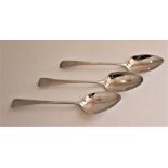 A pair of George III silver Old English pattern serving spoons by Peter and William Bateman,