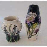 2 boxed trial pieces Moorcroft vases ,treefoil master dated 4.12.15 13cm high and muscari dated 22.