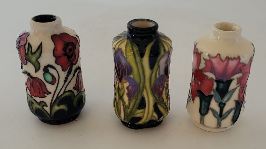 3 boxed miniature Moorcroft vases , to include a "Month November 2020 Chrysanthumums , Month of year - Image 2 of 4