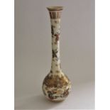 A Meiji period tall Satsuma vase of globular shape with slender flaring neck, painted with Immortals