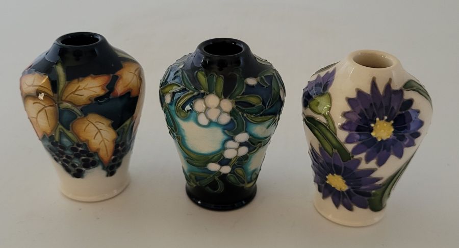 3 boxed miniature Moorcroft vases , to include  " 2 x Month September 2020 Sambucus and Aster, and a - Image 2 of 4
