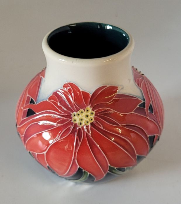 Trial piece 2.5.07 Moorcroft small vase Titled " Scarlet " 8.5cm high  Condition : Good, no chips