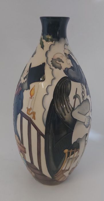 A large boxed Trial Moorcroft vase, titled  " Scrooge "  it is decorated with scenes from Dickens - Image 2 of 6