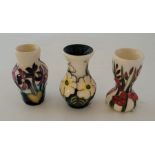 3 boxed miniature Moorcroft vases , to include a "Months August 2020 gladioli and February 2020