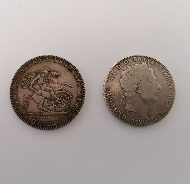 A collection of coins to include Victorian florins, George III crowns and a tin of French coins  and - Image 33 of 36