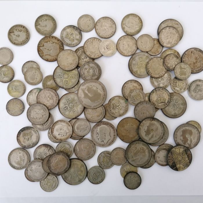 Mixed bag of silver coins. Approximate weight   703g